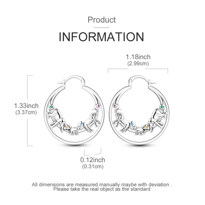 Women's Elephant Family Double-Layer S925 Silver Hoop Earrings